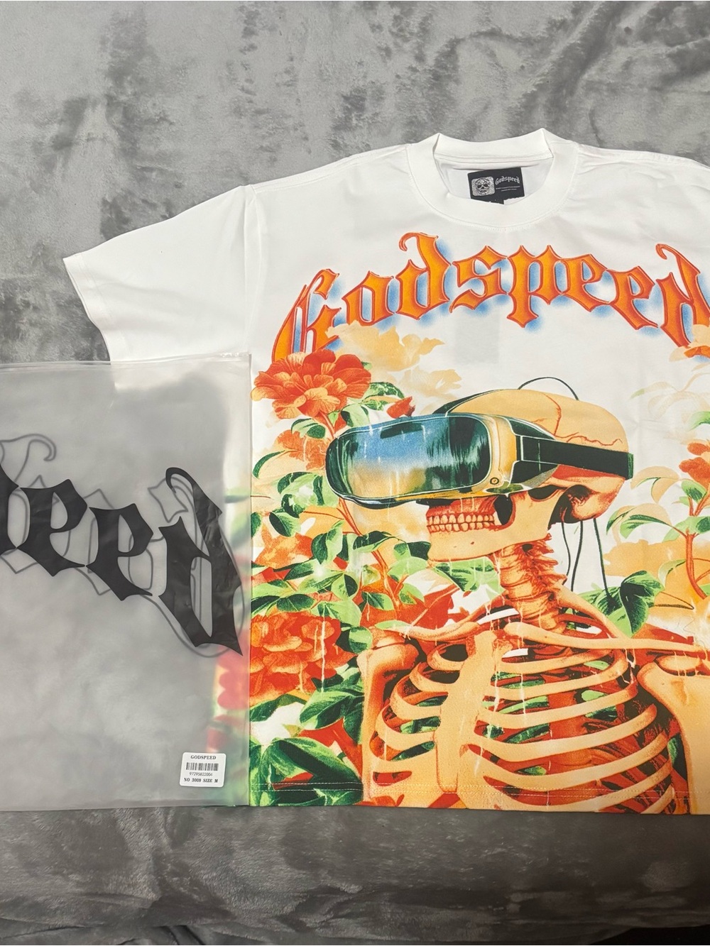 Godspeed White Graphic Skeleton VR Short Sleeve Tee